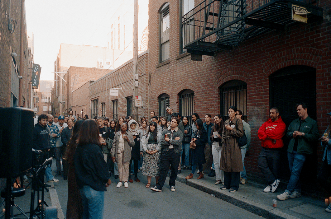Co-founders Justine and Tas (seen from the back!) welcomed neighbors, members, and friends.